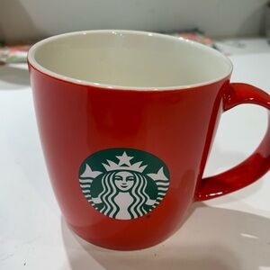 Star Bucks ceramic 11 oz holiday/Christmas NWOT cup. 2021. Red/White